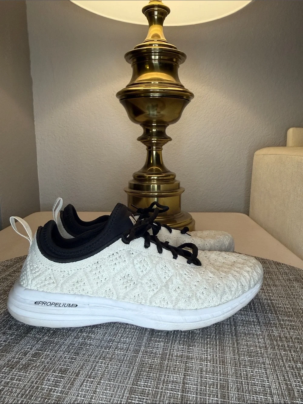 APL White Knit Sneakers with Black Accents